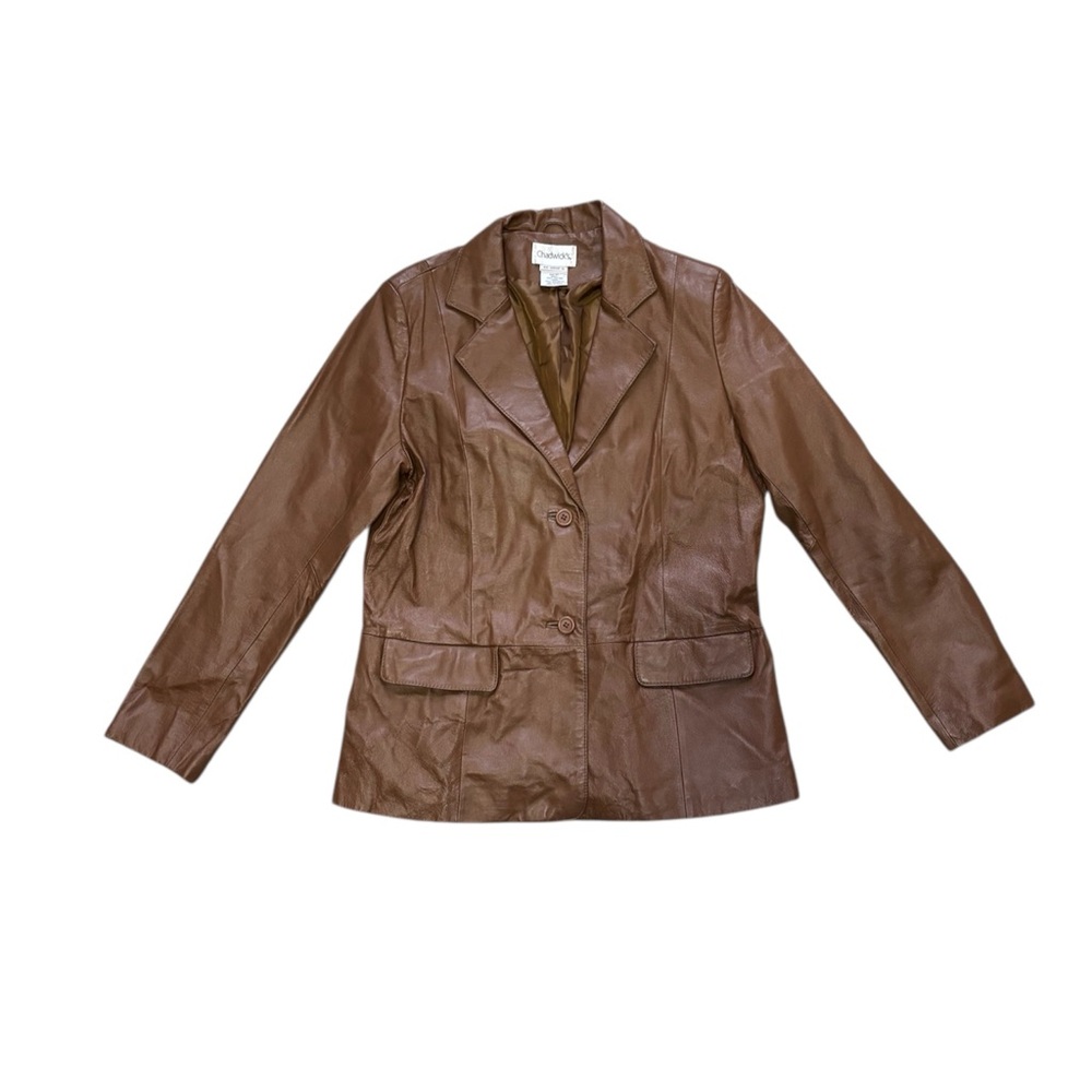 Vintage 90s Y2K Brown Leather Blazer Jacket M/L